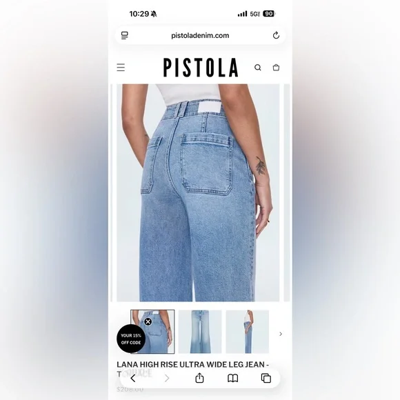 Pistola Women's High Rise Ultra Wide Leg Jeans Lana Light Blue 24